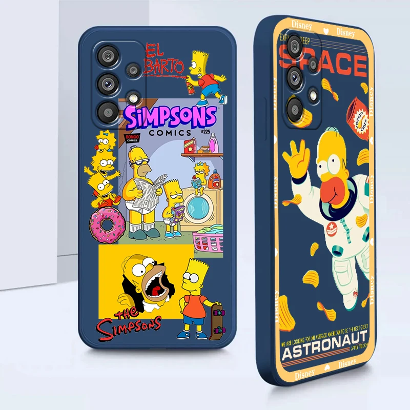 Phone Case For Samsung Galaxy A73 A53 A54 A34 A14 A13 A03 A03S A72 A52 A32 5G The Simpsons Homer Disney Liquid Rope Cover