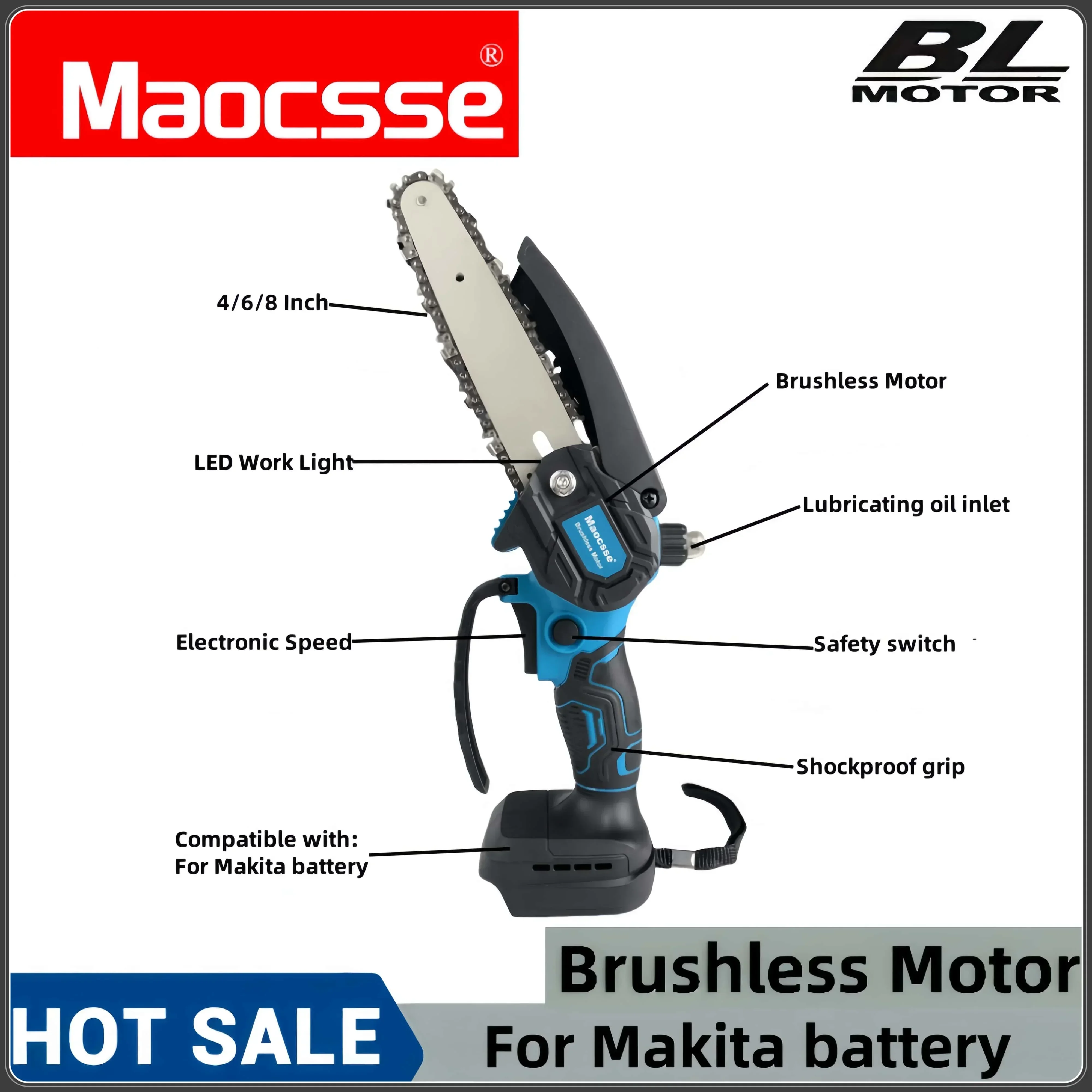 Беспроводная бесщеточная цепная пила Makita 18 В