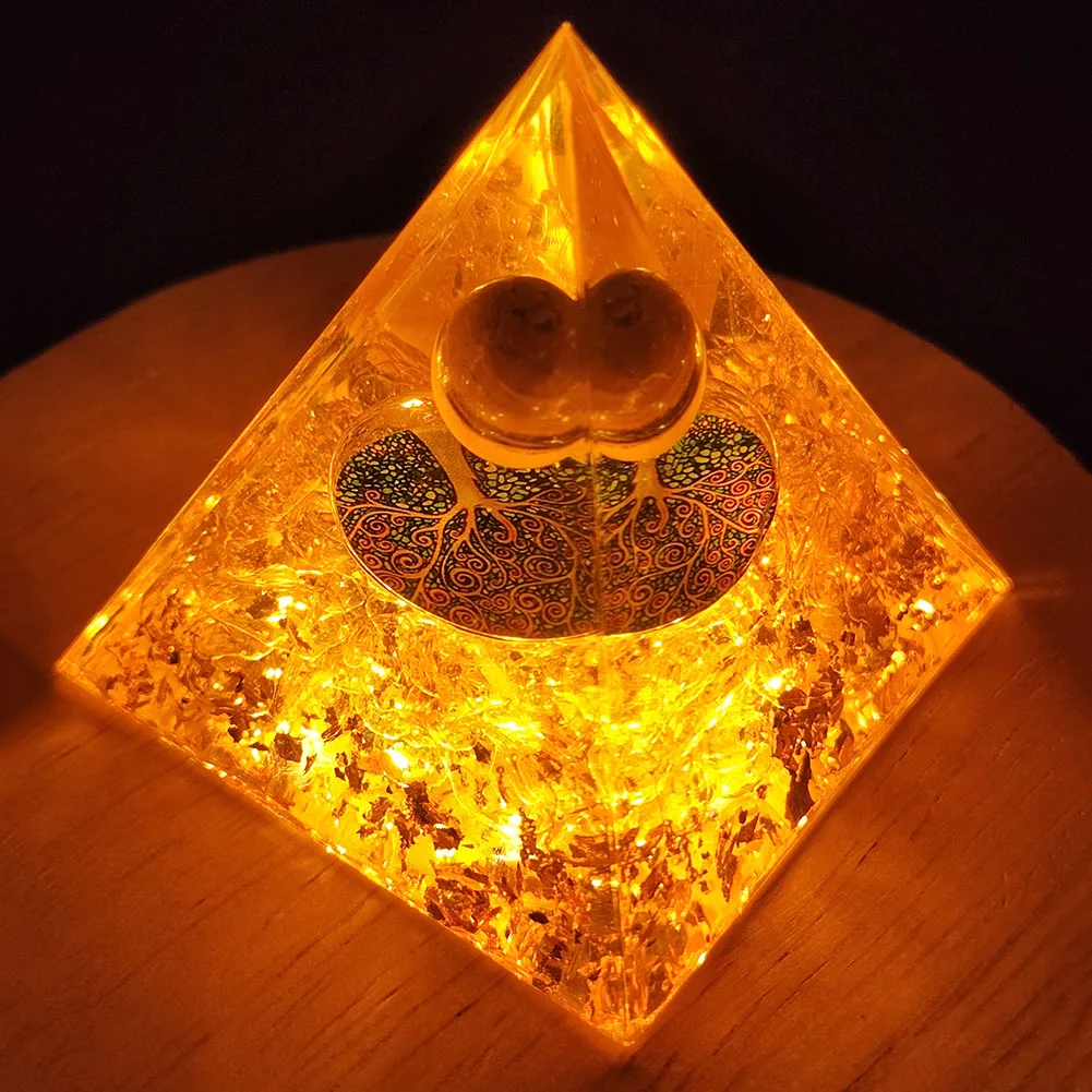 

Energy Generator Orgone Pyramid Amethyst Peridot Healing Natural Crystal Reiki Chakra Generator Orgonite Pyramid Meditation Tool
