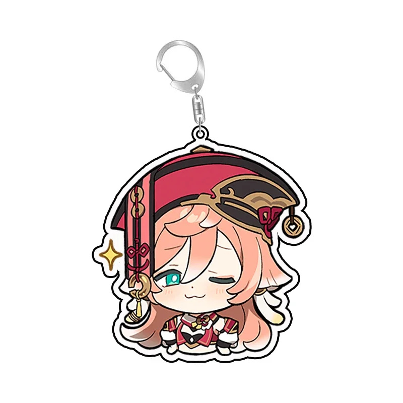 Genshin Impact Figrine милый Kwaii аниме мультфильм акриловый брелок для ключей кольцо