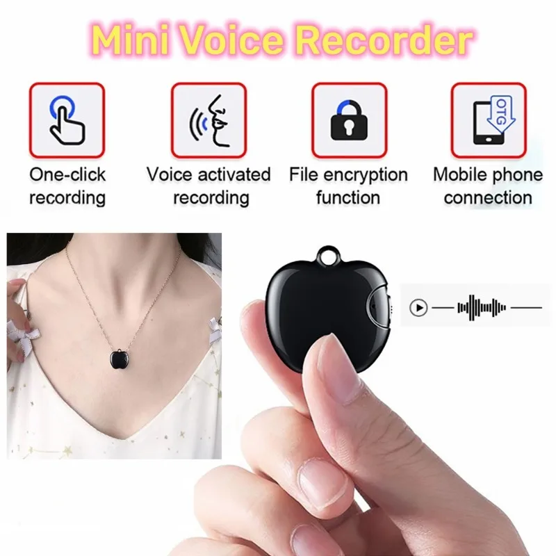 

Wearable Digtal Mini Voice Recorder Professional Noise Reduction One Click Record Timestamp MP3 Player secret recording device