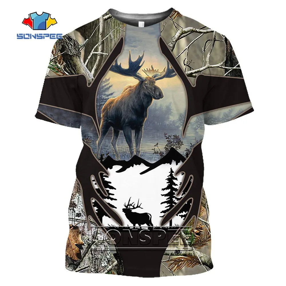 

Jungle Camo Hunting Animal Wild Deer Elk 3D Print T Shirt Summer Casual Men T-shirt Fashion Streetwear Hip Hop Short Sleeve Top