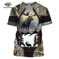 jungle camo hunting animal wild deer elk 3d print t shirt summer casual men t shirt fashion streetwear hip hop short sleeve top