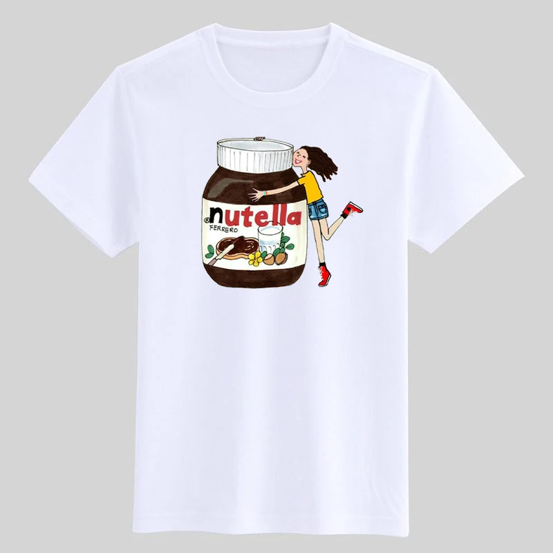 Funny Nutella Graphic Print Girls T-Shirt Kids Anime Girls Clothes Children’s Tee Cute Kawaii Top,Drop Ship