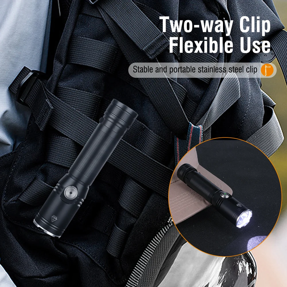 Фонарик BORUiT с высокой мощностью фонарик дальним радиусом действия 18650 Type -C