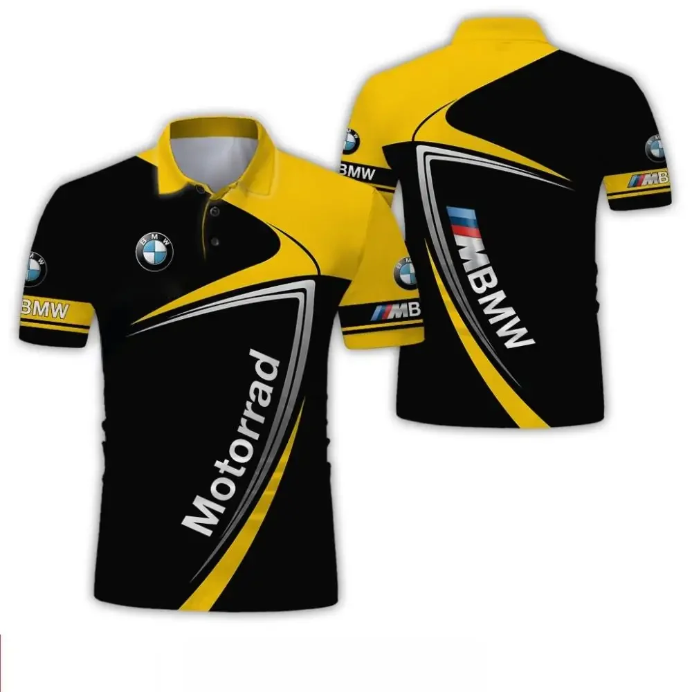 

Удобные легкие топы с отложным воротником и короткими рукавами, модные спортивные рубашки поло с 3D-принтом логотипа BMW для езды на мотоцикле