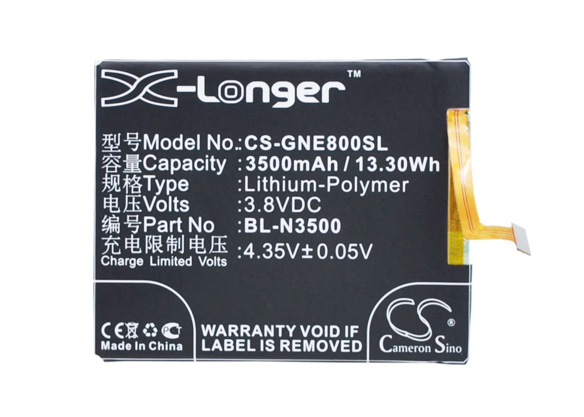

Cameron Sino 3500mAh Battery BL-N3500 for GIONEE Elife E8, GN9008, for BLU Pure XL
