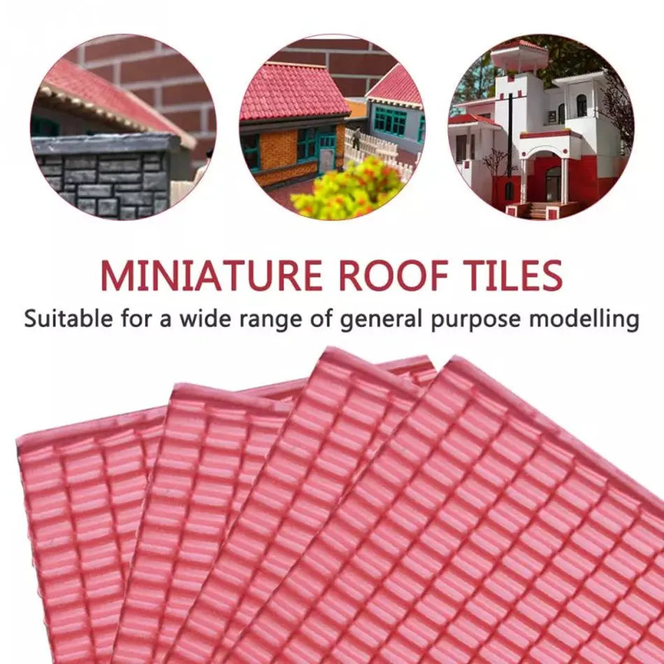 1:25-1:100 Architecture Building Model Materials 210x300mm PVC Tile Roofs Plastic DIY Model Making Red Sheet 5pcs/lot