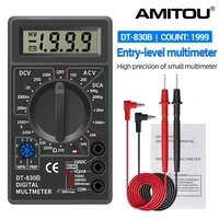 amitou dt830b digital multimeter acdc lcd mini voltmeter ammeter ohm tester 7501000v high safety handheld meter with probe