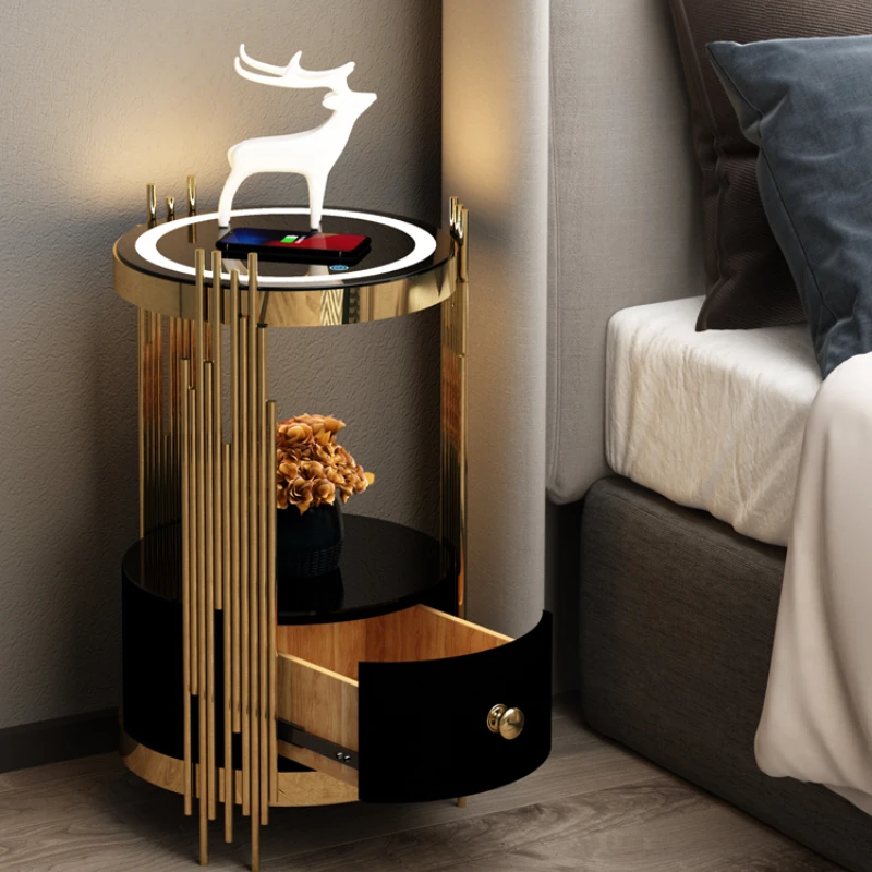 

Bedside table floor lamp iving room sofa side table minimalist light luxury wireless charging shelf integrated desk lamp