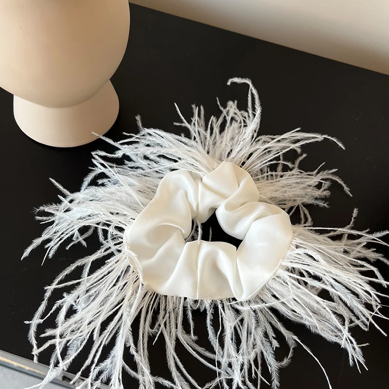 

MPPM лента для волос с страусиными перьями, головные уборы, резинки, держатель, женские аксессуары для волос, эластичные резинки для волос, акс...