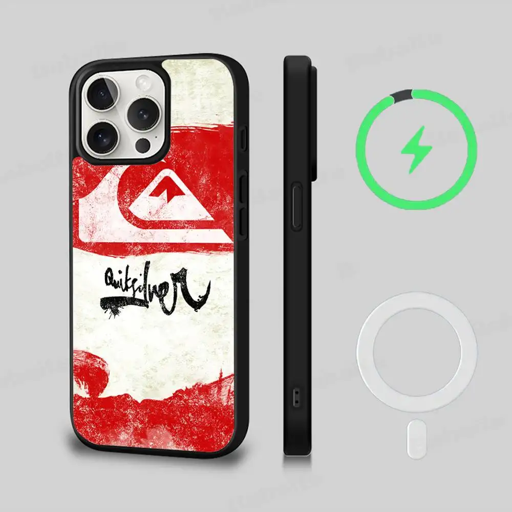 Фото Магнитный чехол Q-QuiksilverS LOGO для iPhone 16 15 14 13 12 11 17 Pro Max Plus с поддержкой беспроводной зарядки №5
