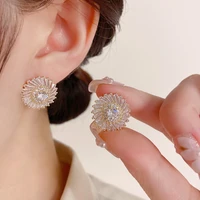 dongdaemun light luxury exquisite zircon sun flower stud design unique earrings summer 2022 new fashionable earrings