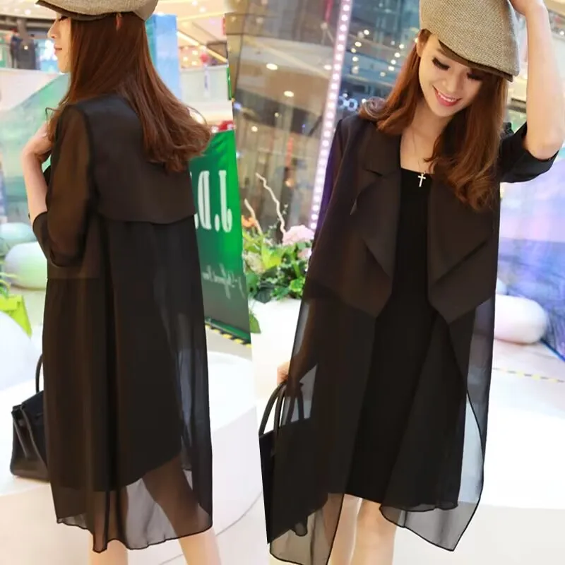 Модный тренчкот средней длины в Корейском стиле соблазнительное черное