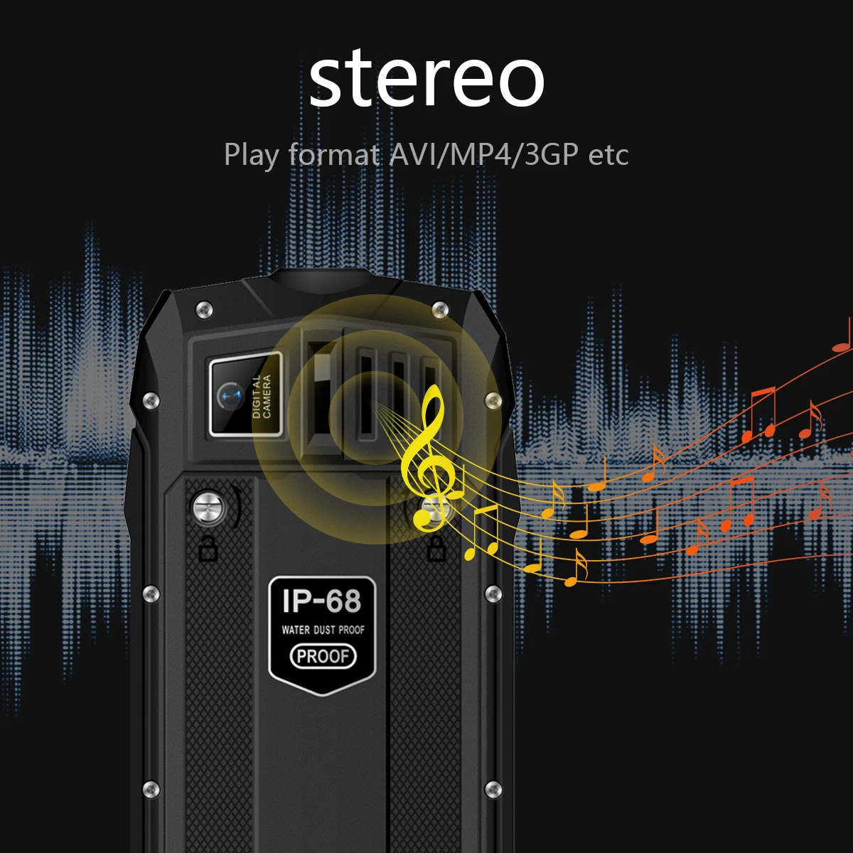 EAOR 4G Feature Phone IP68 Dust/Waterproof Big Battery Dual SIM Rugged Cellphone Push-Button Bar Phone with Glare Flashlight