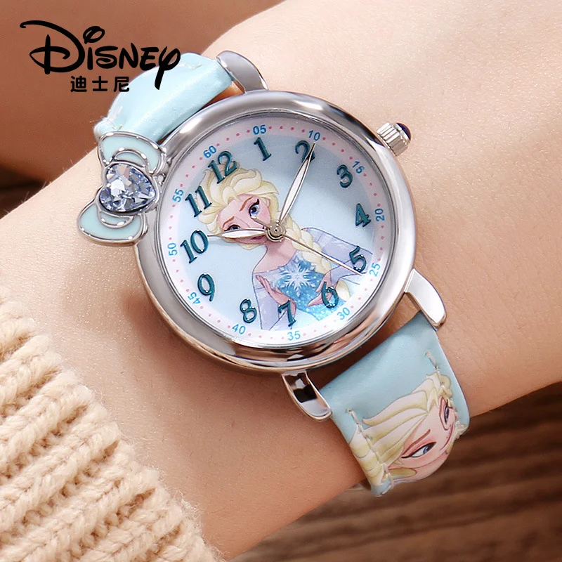 Disney Frozen Kids Watches Stainless Steel Time Teacher Analog Quartz Wrist Watch Waterproof Cartoon Children Watches Girls Gift