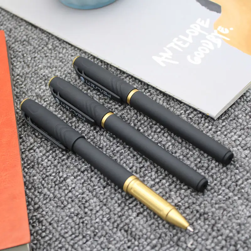 

12pcs Large Capacity 1.0mm Signature Pen Water Black Carbon Bold Office Public Neutral Business Water-based Refill