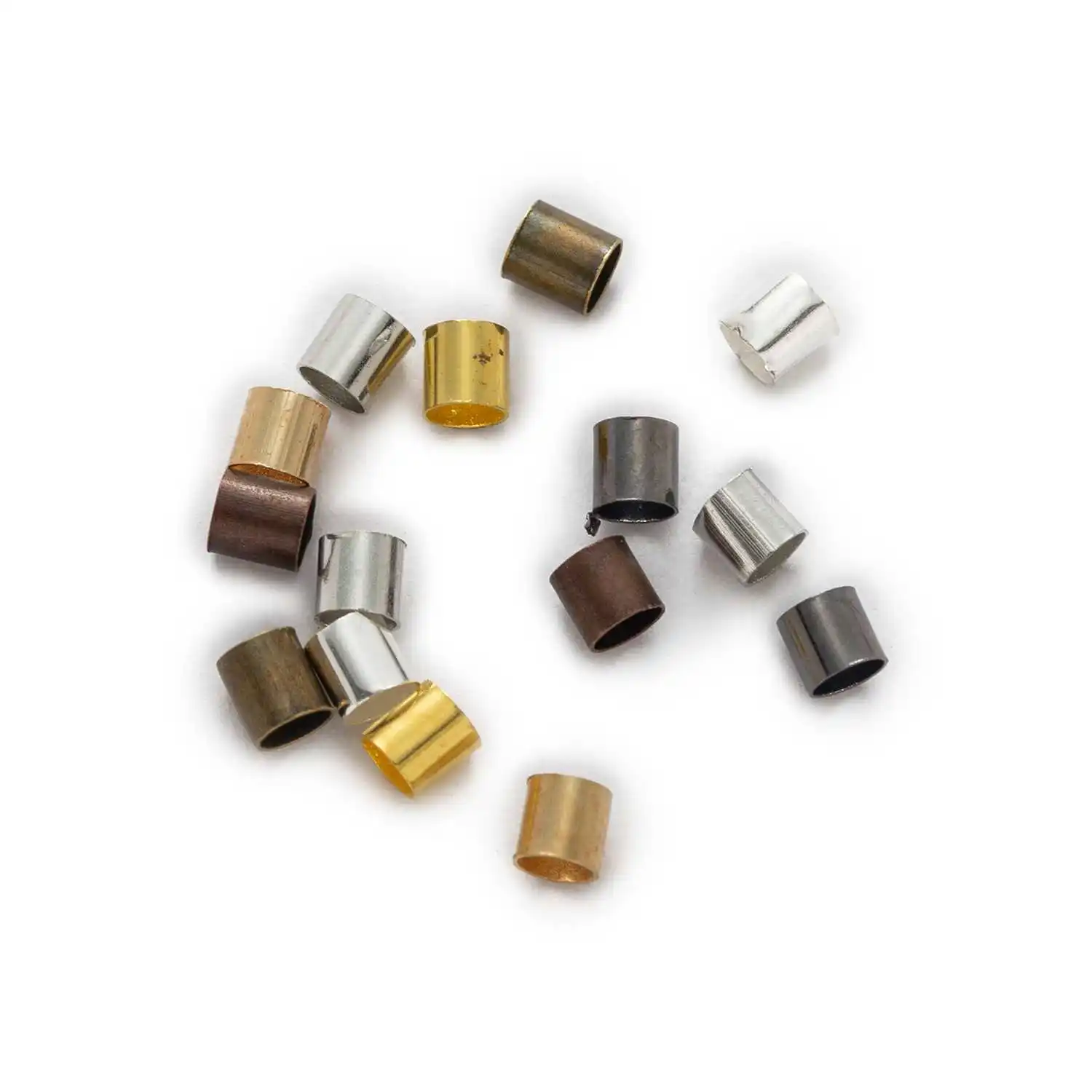 

500pcs 7 Color Copper Round Tube Crimps End Beads Stopper Spacer Beads Connectors Findings Accessories Jewelry Making 1.5-2.5mm