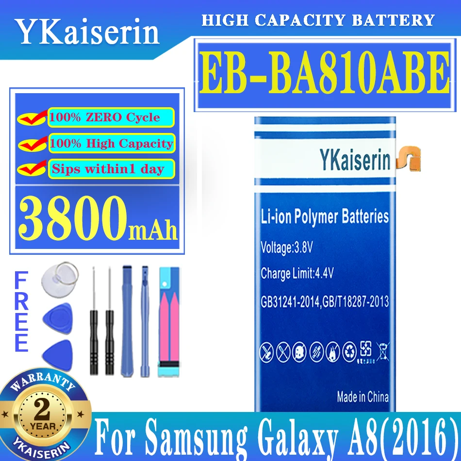 

Аккумулятор для телефона Samsung 3800 мАч, для Samsung Galaxy A8 2016, EB-BA810ABE A810F A810, сменные батареи