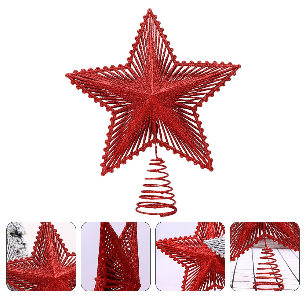

Christmas Tree Topper Glitter Star Tree Topper Tree Star Xmas Tree Ornaments for Holiday Party Decoration Red