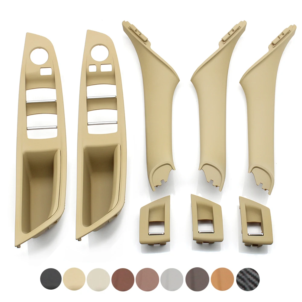 

9 Colors Left Drive LHD Beige Black Carbon Fiber Car Interior Door Handle Pull 7PCS Set for BMW 5 Series F10 F18 523 525 528