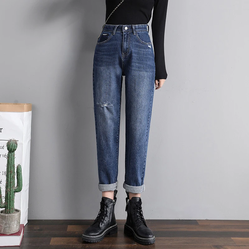 2022 New Fashion Ladies Casual Wide Leg Cotton Pants Autumn Winter Women  Jeans
