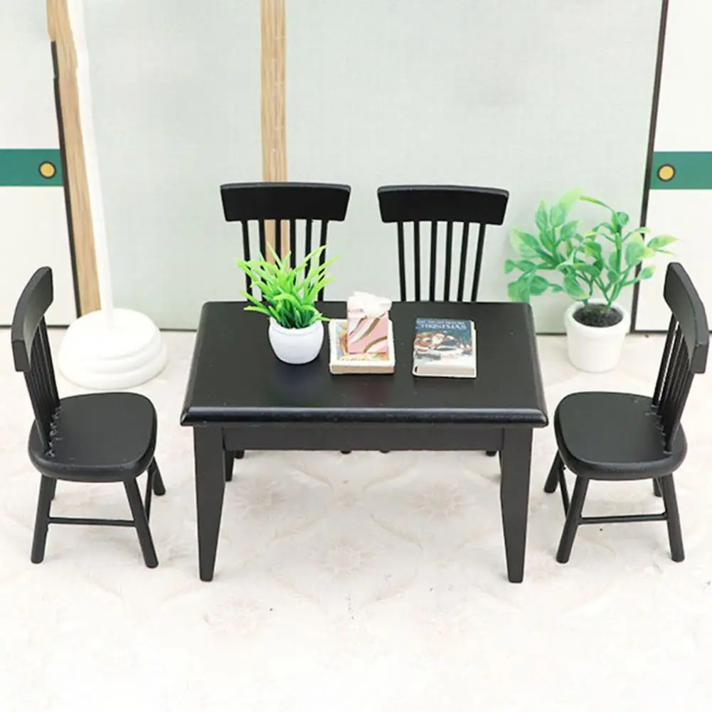 

Миниатюрная мебель, реалистичный набор мебели для кукольного домика в масштабе 1-12, миниатюрный обеденный стол, модель стула для кукольного домика, игровой домик