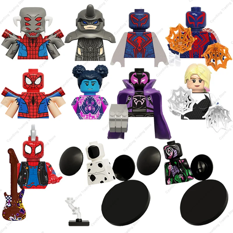 

Marvel Superheroes Spider-Man Across the Spider-Verse 2099 Gwen Stacy Spot Mini Action Figures Building Blocks Model Kids Toys