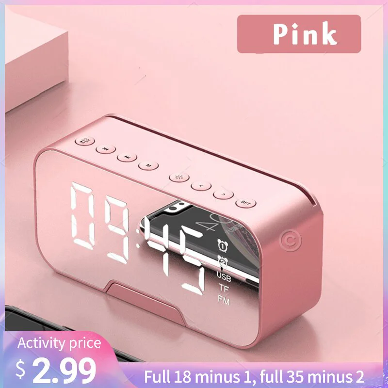 Bluetooth Speaker Soundbar Stereo Bass-heavy Digital LED Display Alarm Clock TF/FM Radio Hands-free Calling Music Player