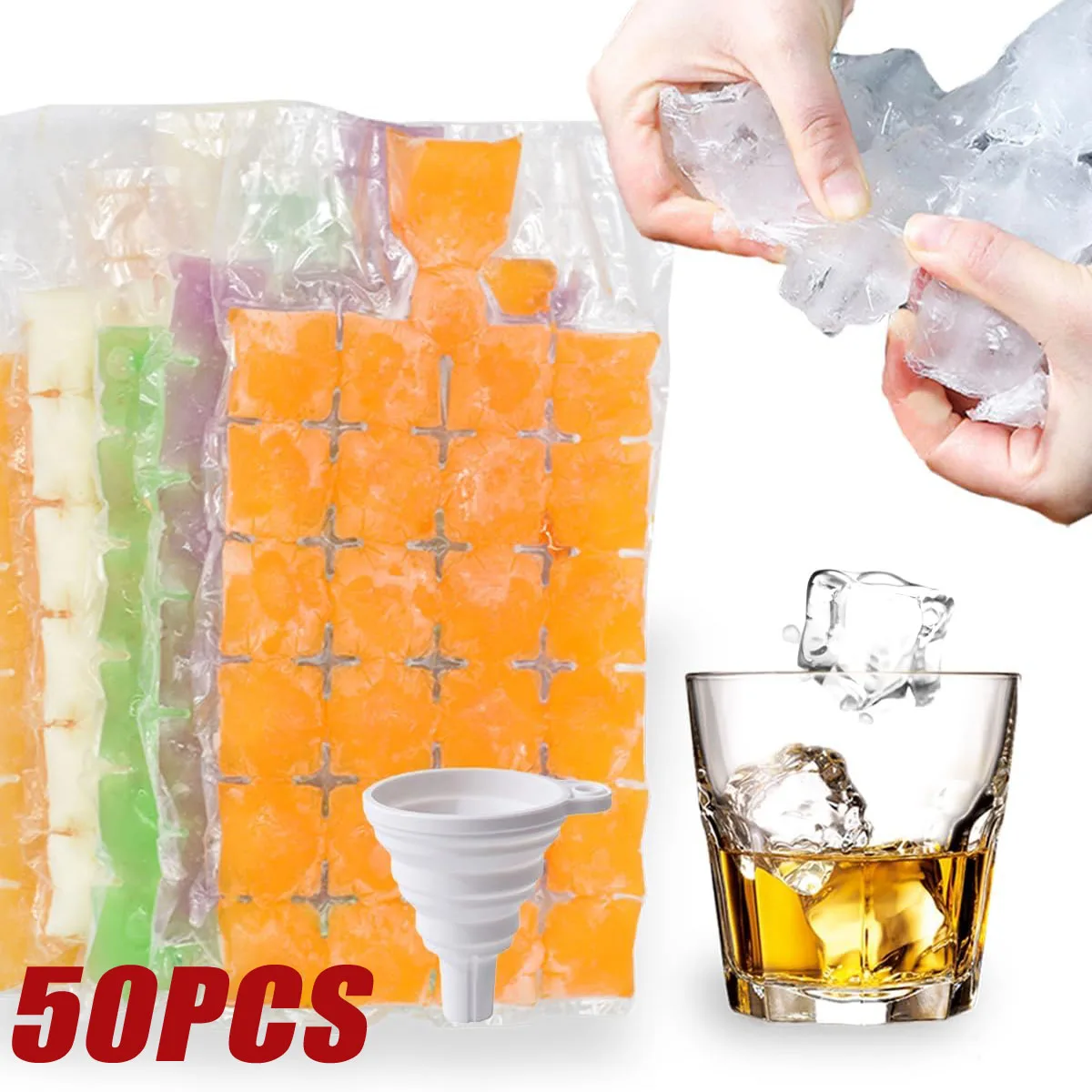 

50 шт./упаковка, одноразовые самозапечатывающиеся пакеты для льда
