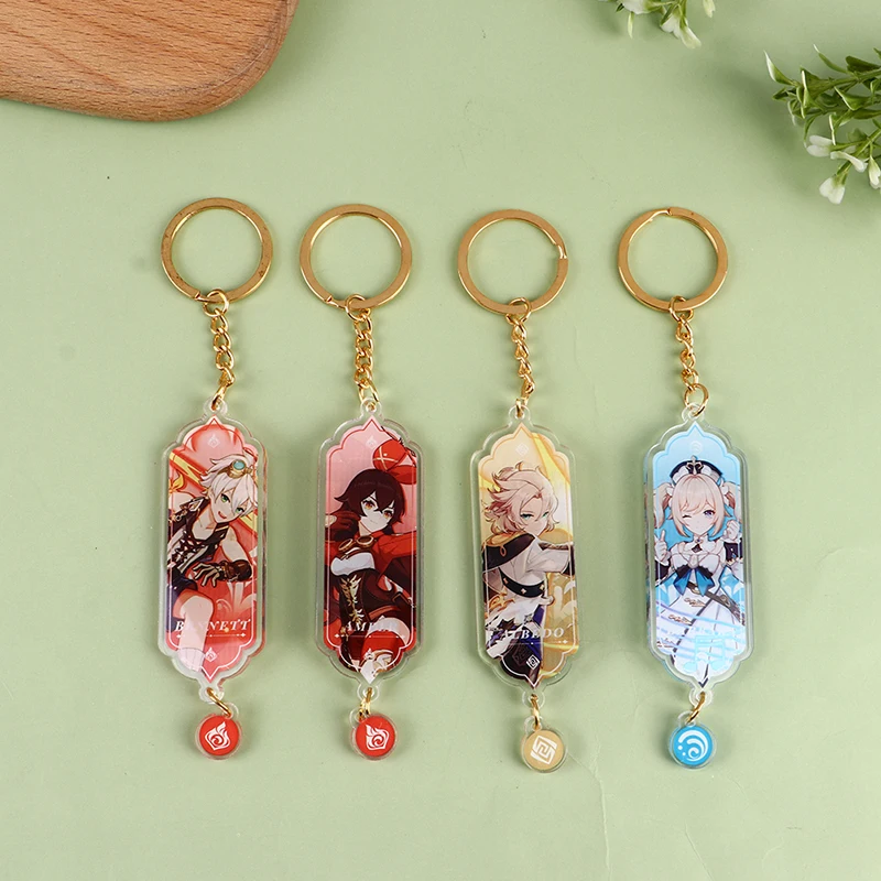 

Anime Genshin Impact Keychain Raiden Shogun Acrylic Figure Key Chains Venti Yae Miko Cosplay Keyrings For Bags Decoration Gift