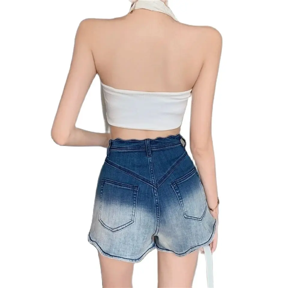 Casual Patchwork Irregualr Colorblock Short Pants For Women High Waist Streetwear Shorts Female Clothing Summer Fashion New