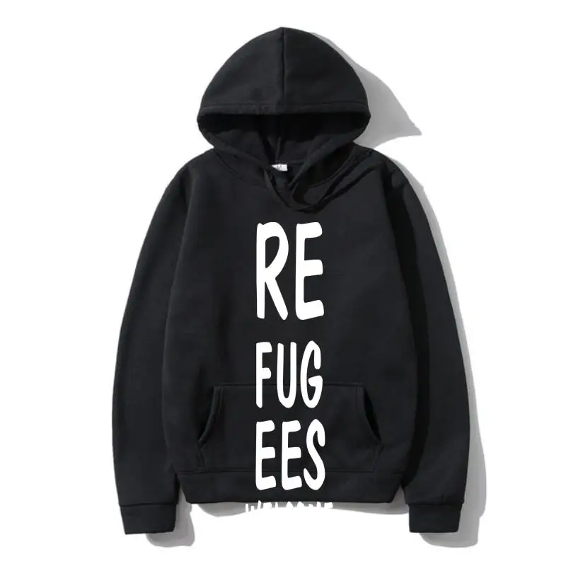 

Refugees Welcome Migran Refugee Black Navy Hoodie Cool Casual pride Hoodie men Unisex Fashion free shipping