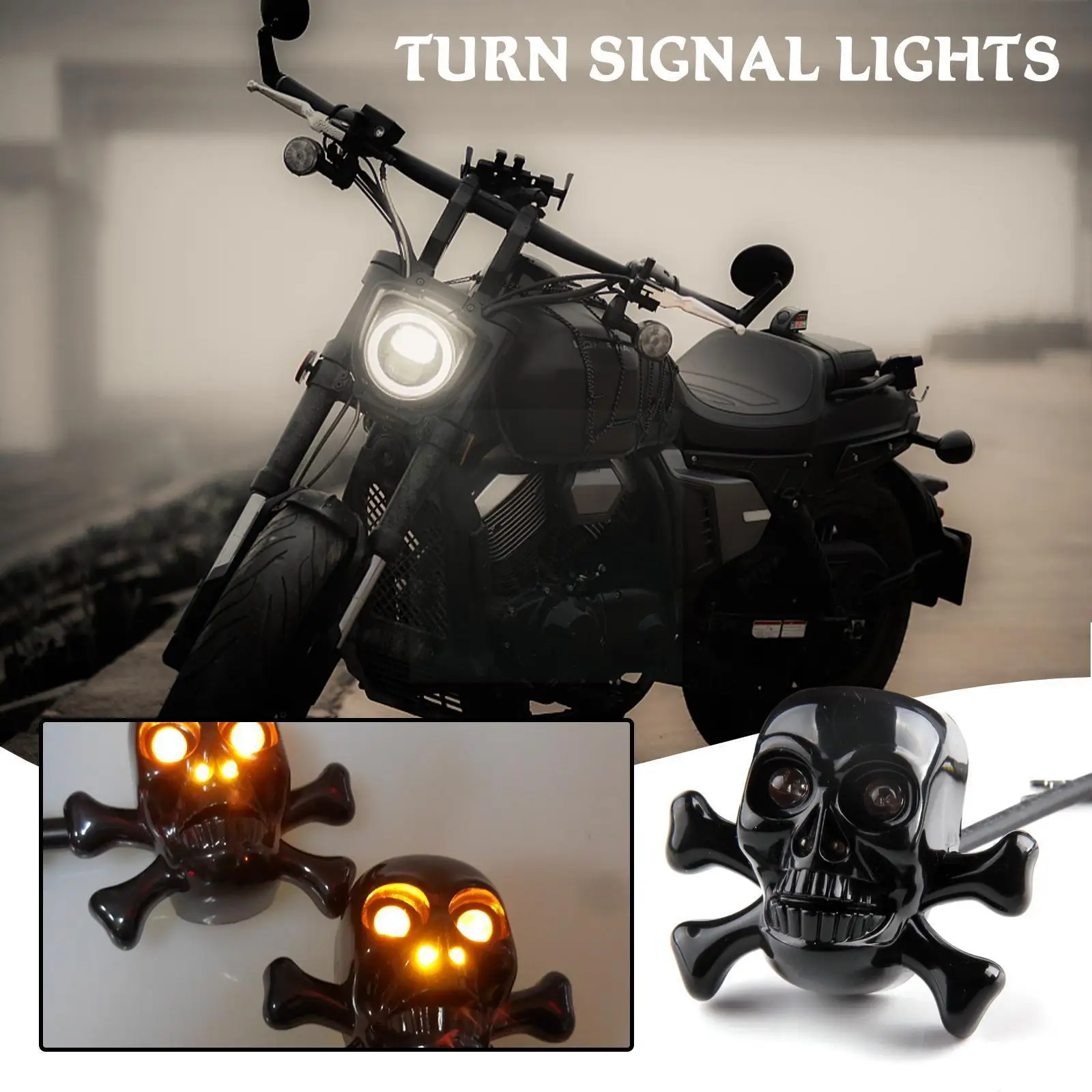 

Модифицированные мотоциклетные огни, забавная модель черепа, поворотники, универсальные светодиодные индикаторы, лампа для скутера, 2 цвет...