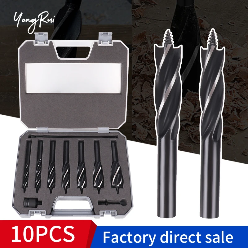 

1SET 10PC 12MM-25MM High Speed Steel Bit With Threaded Four Slot Four Edge Woodworking Tool Used For Woodworking
