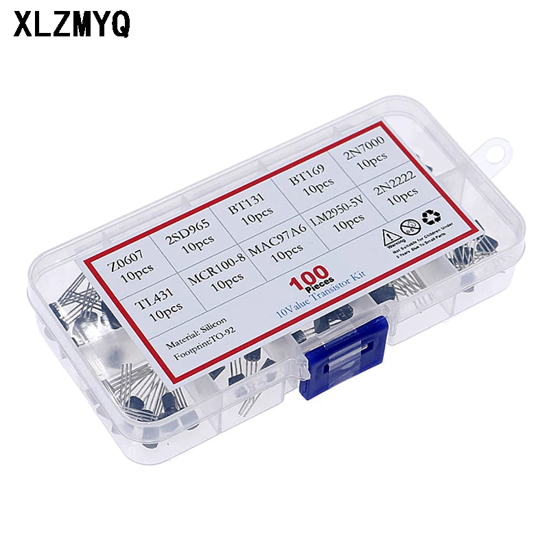 

100 шт./корт. 10 видов триодных тиристоров Z0607 2SD965 BT131 BT169 2N7000 TL431 MCR100-8 MAC97A6 LM2950-5V 2N2222 TO-92 Триод