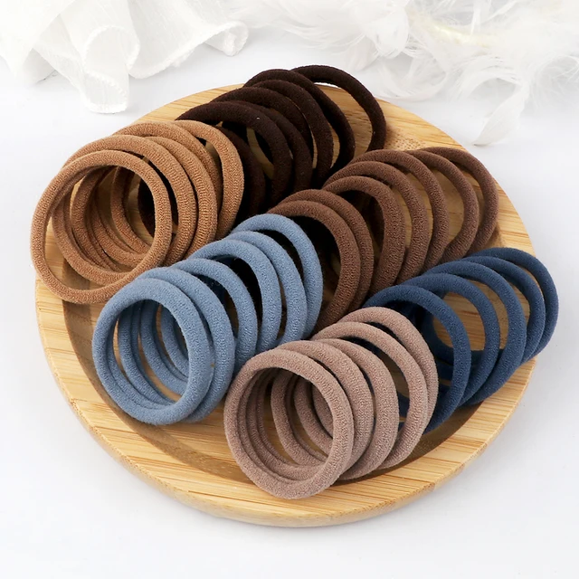 50PCS/Set Women Girls Basic Hair Bands 4cm Simple Solid Colors Elastic Headband Hair Ropes Ties Hair Accessories Ponytail Holder 3