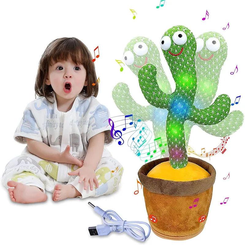 

120 English Songs Cactus Plush Toys Kawaii Singing Recording Dancing Anime Dolls Kids Birthday Gift Home Office Decoration
