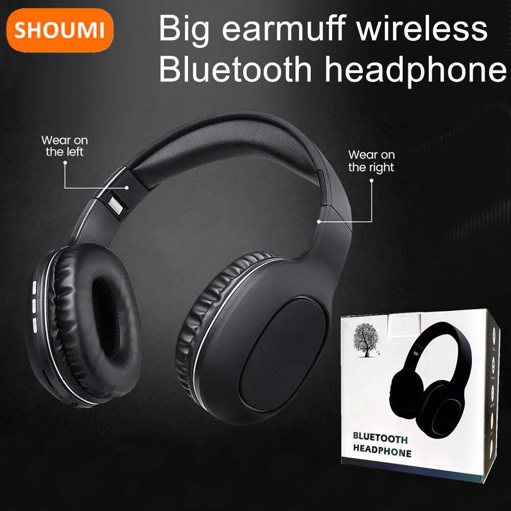 20-40 H Music Deep Bass Wireless Headphone Bluetooth 5.0 Headset  Big Earmuff Earphone Support TF Card Mp3 Play with Mic Earbud