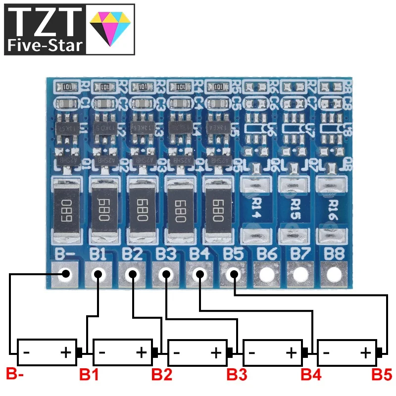 TZT 5S 4 2 в балансировочная плата для литий-ионных батарей 18650 21 с полным зарядом