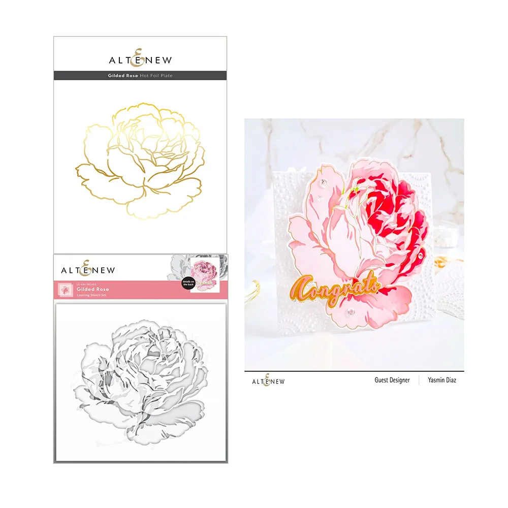 

2022 Gilded Rose Layering Cutting Stencil Hot Foil Scrapbook Diary Decoration Emboss Template Diy Greeting Card Handmade Arrival