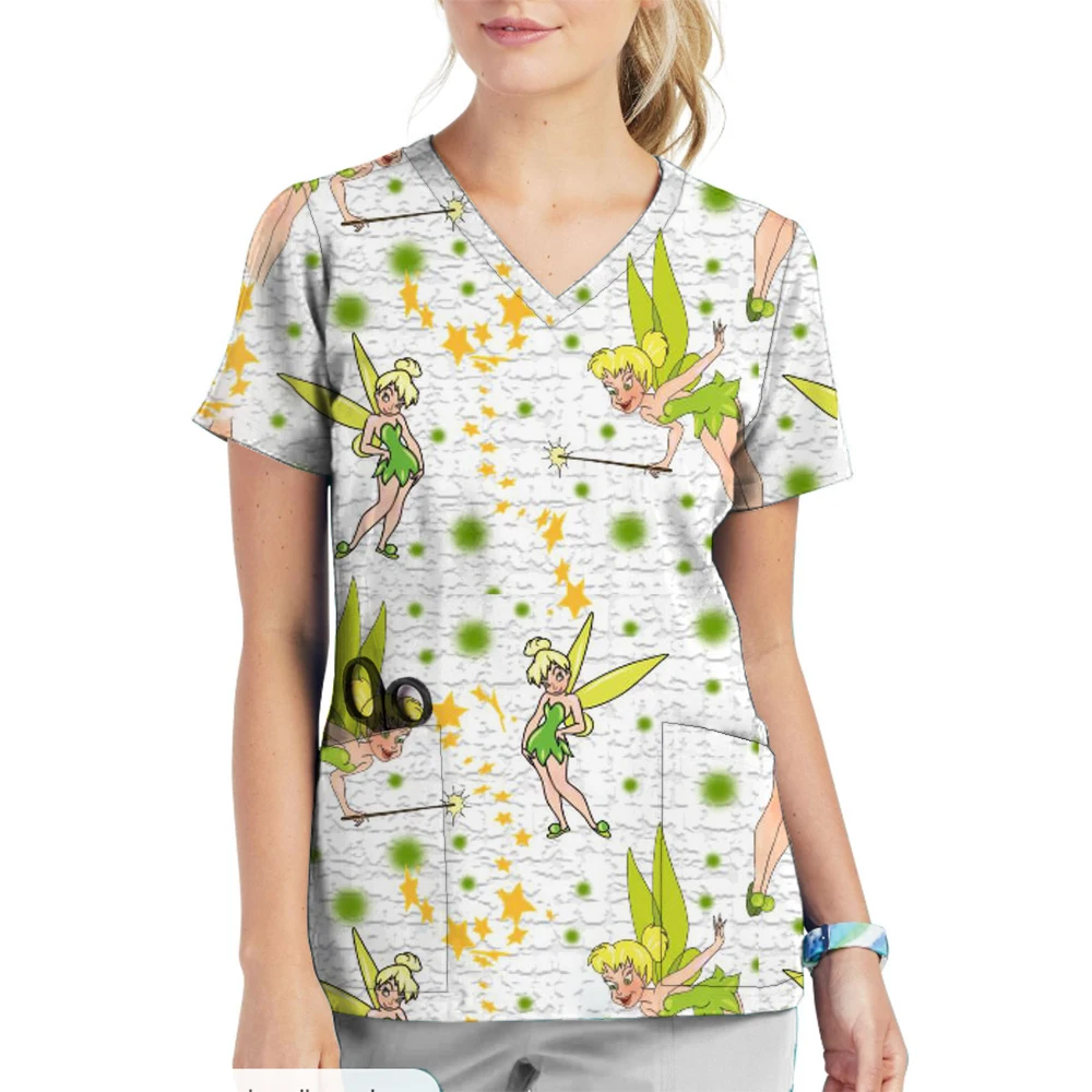 Униформа медсестры Disney с принтом принцессы хирургический халат V-образным