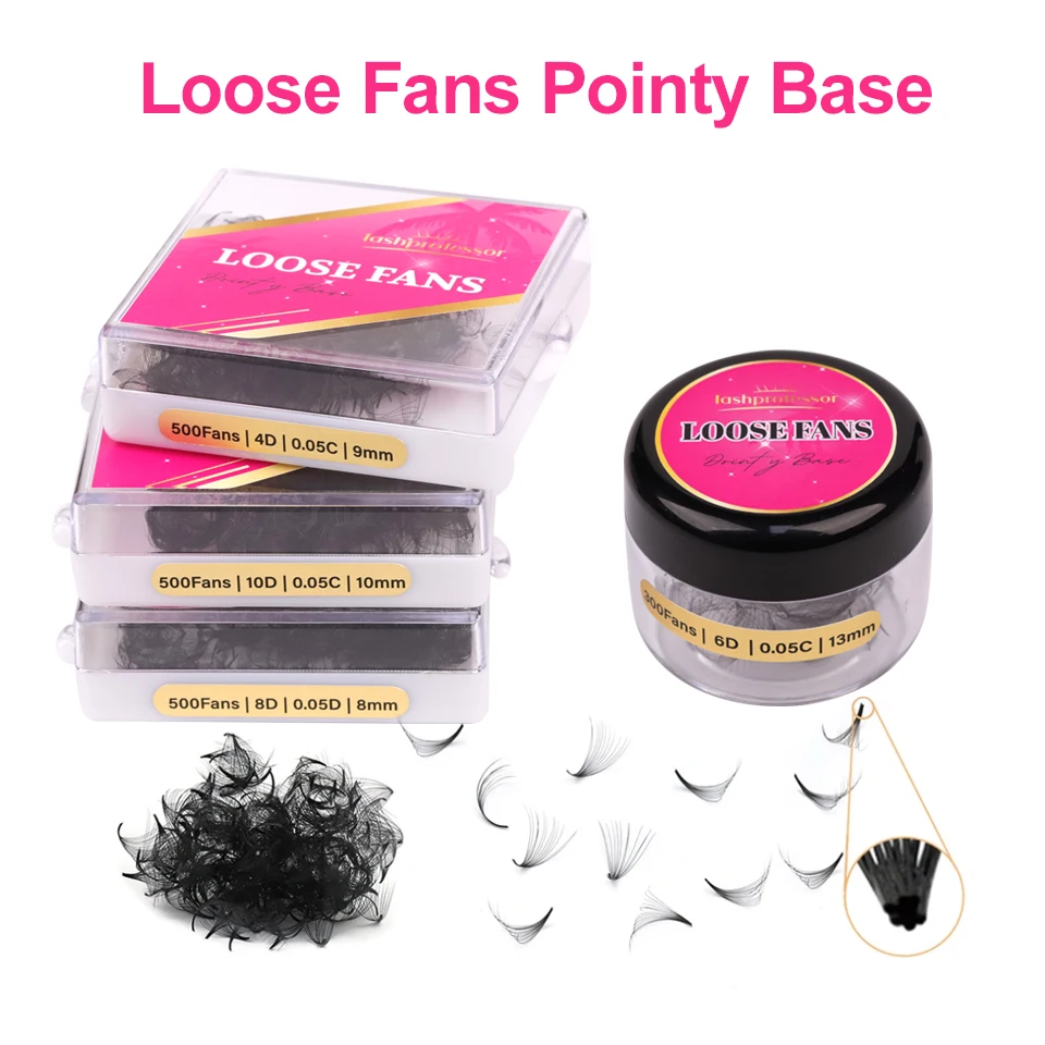 

Lashprofessor 3D-16D 0.05 Thickness Narrow Pointy Base Loose Fans Thin Stem Volume Lash Cluster Professional Eyelash Extensions