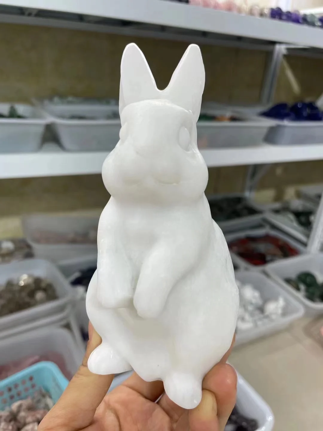 

Натуральный хрустальный Белый Мраморный кролик 13-14 см, домашний декор, ручная работа