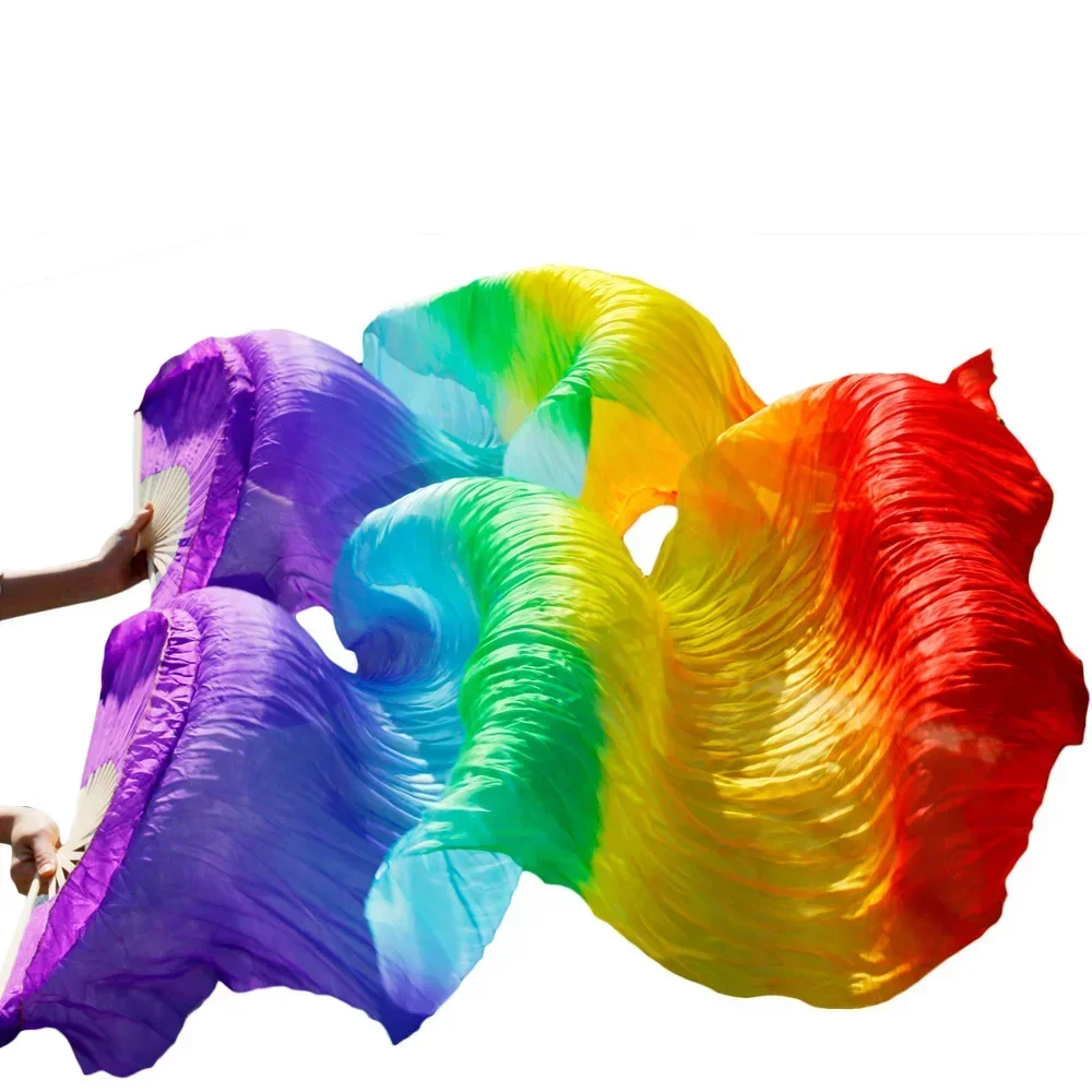 1 пара фанаты для танца живота ручной работы 100% шелк фиолетовый + королевский