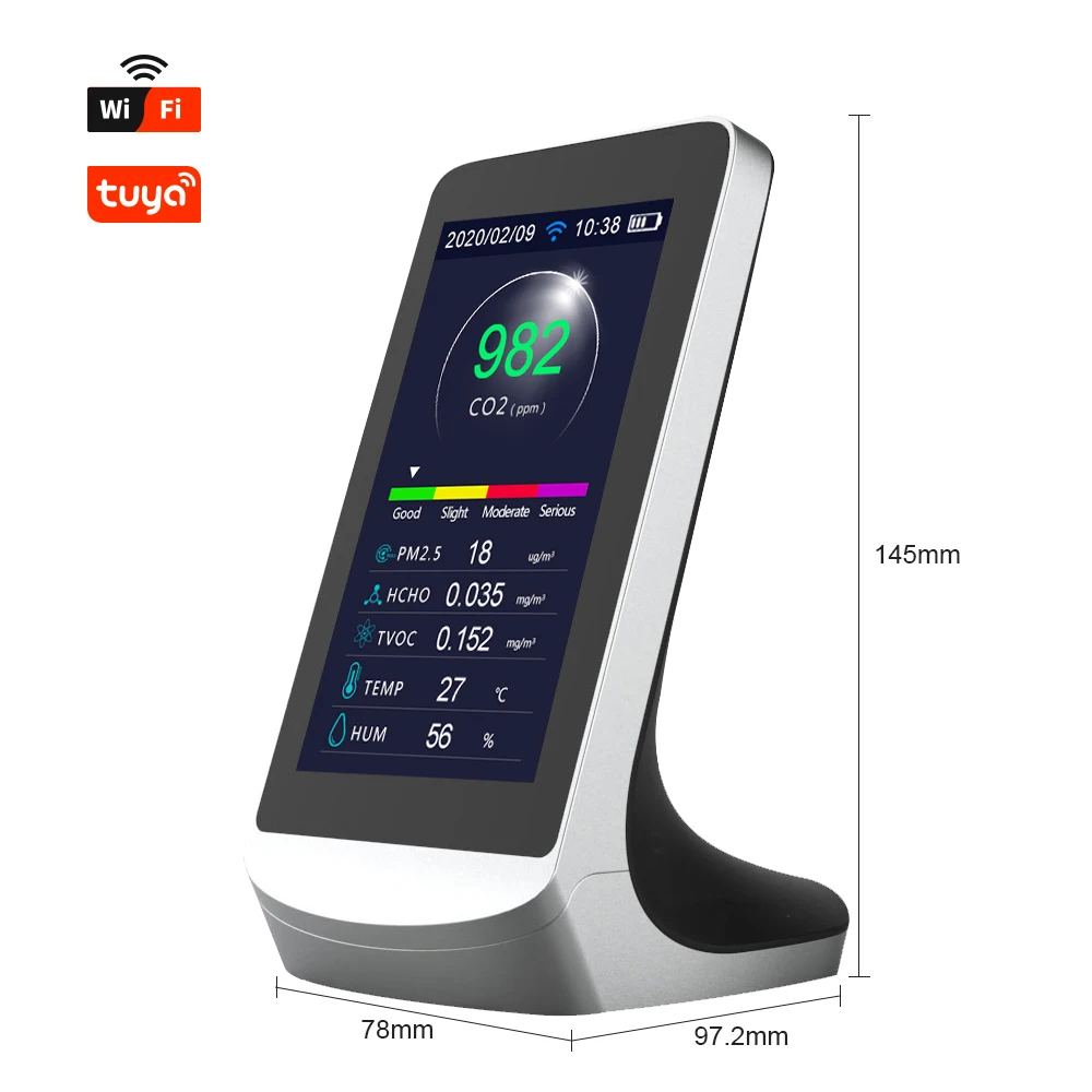 

TUYA WIFI connection CO2 meter CO2 PM2.5 monitor Air quality detector Carbon dioxide sensor meter PM2.5 gas analyzer CO2 tester