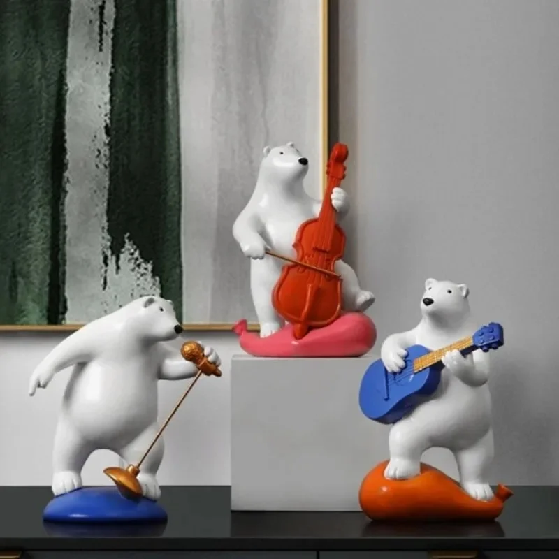 

Creative Balloon Polar Bear Sculpture Statue Nordic Ornaments Resin Figurines Modern Cartoon Cute Home Desktop Decoration Gift