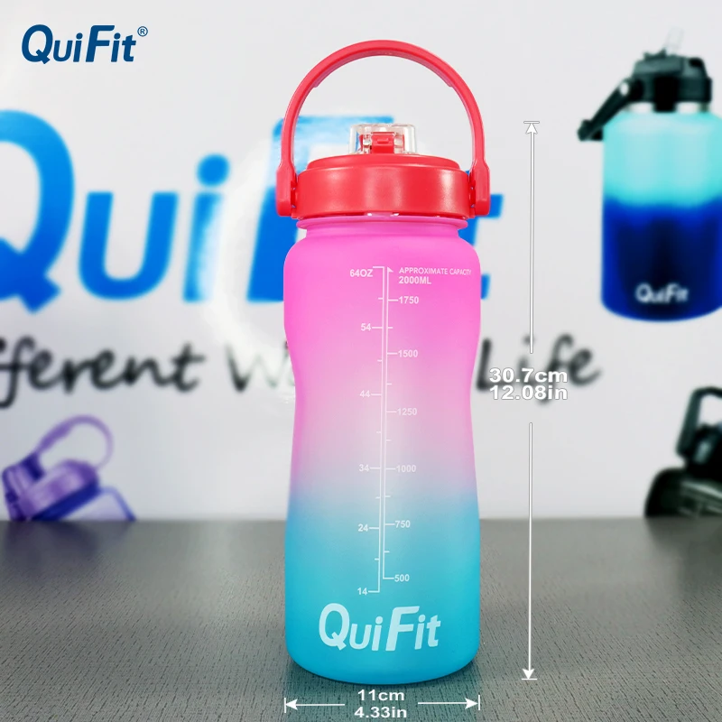 Бутылка для воды Quifit 2 л прыгающая соломка бутылка на галлон с уникальным