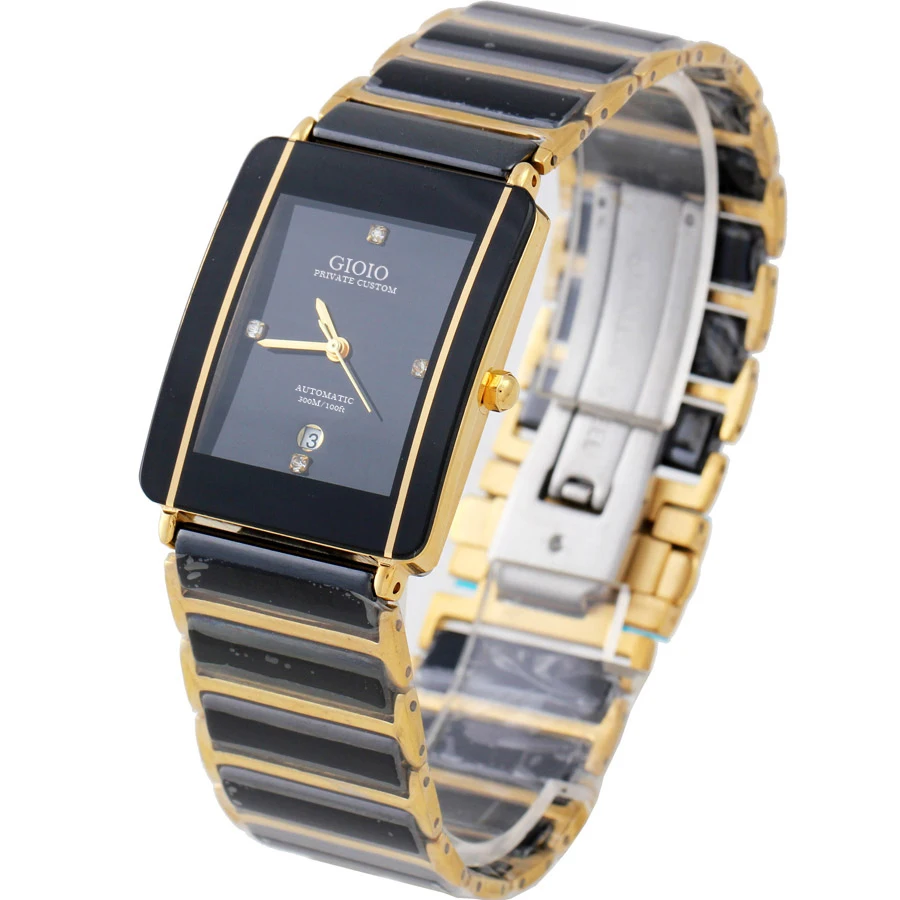 

Men Women Gold Silver Quartz black Ceramic Watch