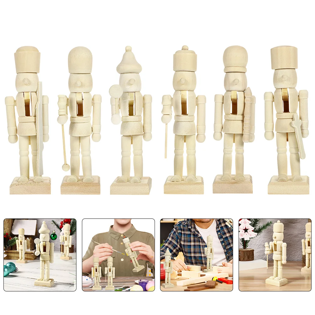 

12 Pcs Christmas Puppet Wood Desktop Nutcracker Decorations Home Ornaments Decors Wooden Festival Blank Xmas Dinner Big size